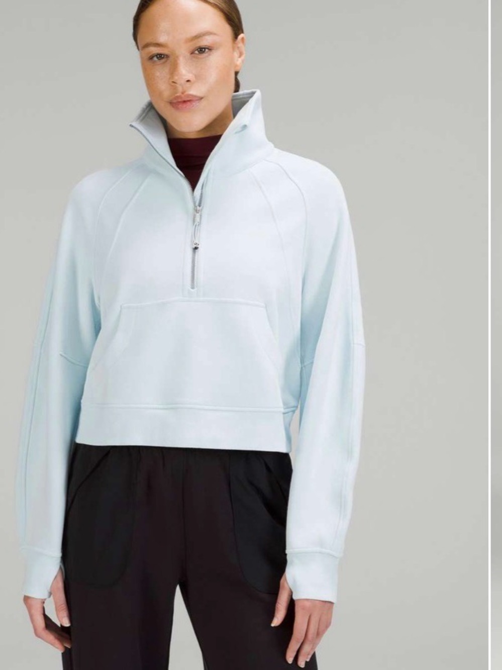 Lululemon Scuba Oversized Funnel Neck Half Zip Hoodie Powder Blue SZ. XS/S